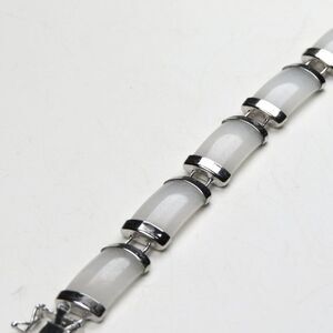 14k W. Gold  plated White Jade Bracelet